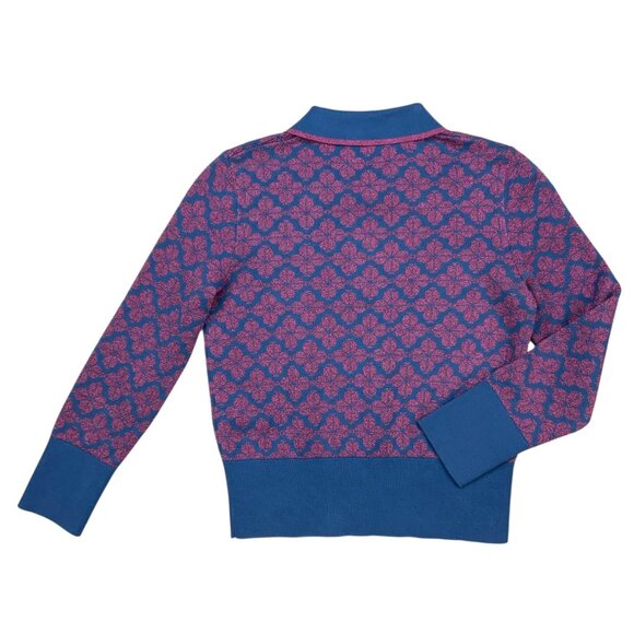 Kate Spade Spade Flower Polo Sweater XS Vibrant Blue Pink - Picture 13 of 14